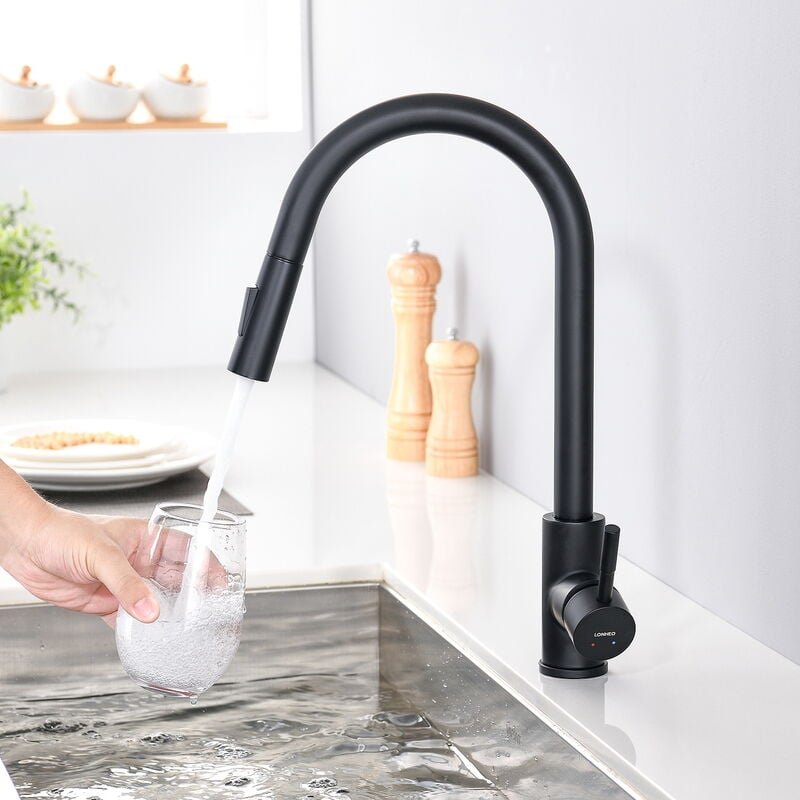 Thumbnail - Hochdruck Küchenarmatur ausziehbar Brause Hoher Auslauf 360° Drehbar Spültischarmatur Küche Wasserhahn für Küchenspüle, ...