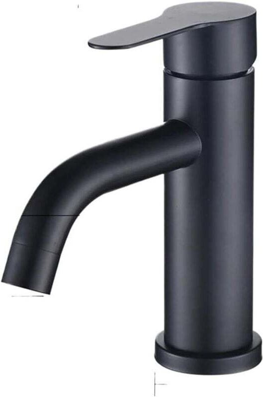 Einloch-Edelstahl-Mischbatterie für Waschtisch, Aufsatzmontage, matt schwarz, Badezimmerzubehör (Farbe: schwarz)