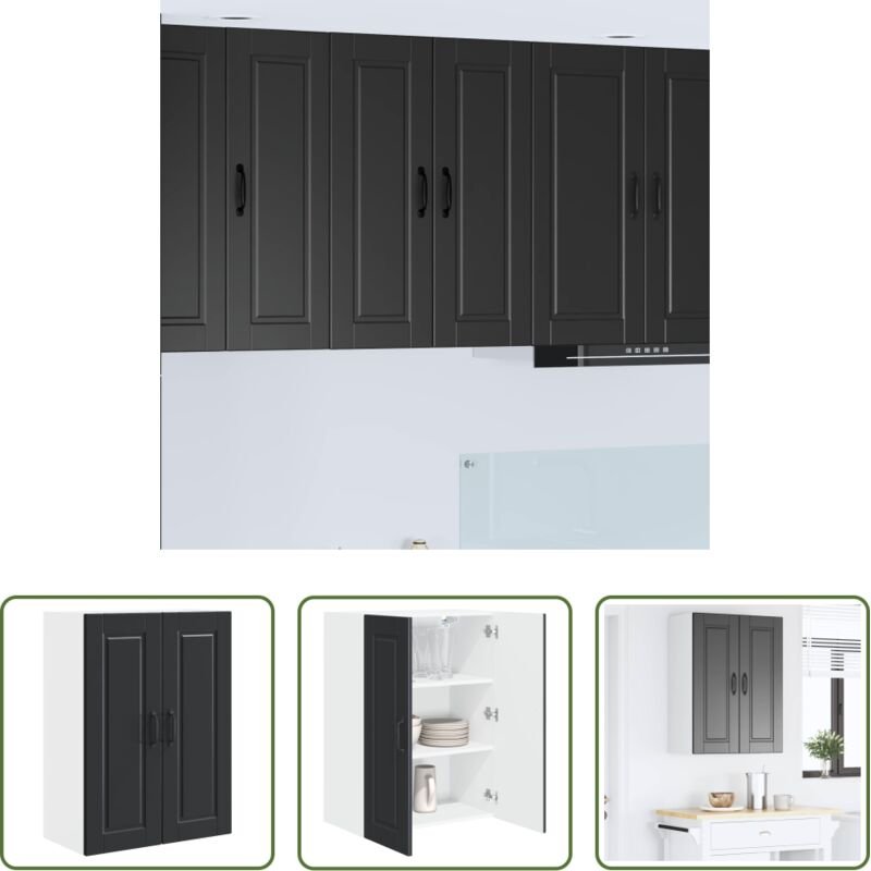 vidaXL Küchenregal - Küchenschrank mit Regal Schwarz 60 x 31 x 80 cm Holzwerkstoff