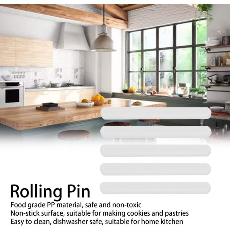Wakects Home 5-teiliges Nudelholz-Set ohne Griffe, Polyethylen, Backzubehör für Fondant, Pizzateig, Kekse, Gebäck und Te...