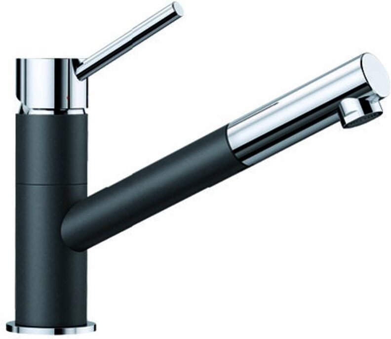 Blanco - Kano s - Küchenarmatur mit ausziehbarem Anschluss, Schwarz/Chrom 526174