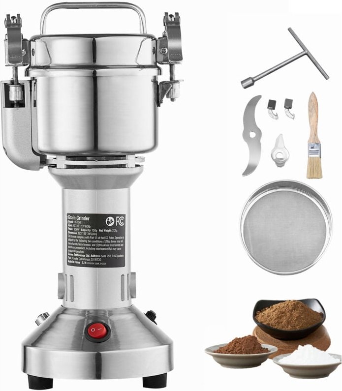 150g elektrische Getreidemühle, 850 w, hohe Geschwindigkeit, Edelstahl, für trockene Körner, Gewürze, Müsli, Kaffee, Mai...