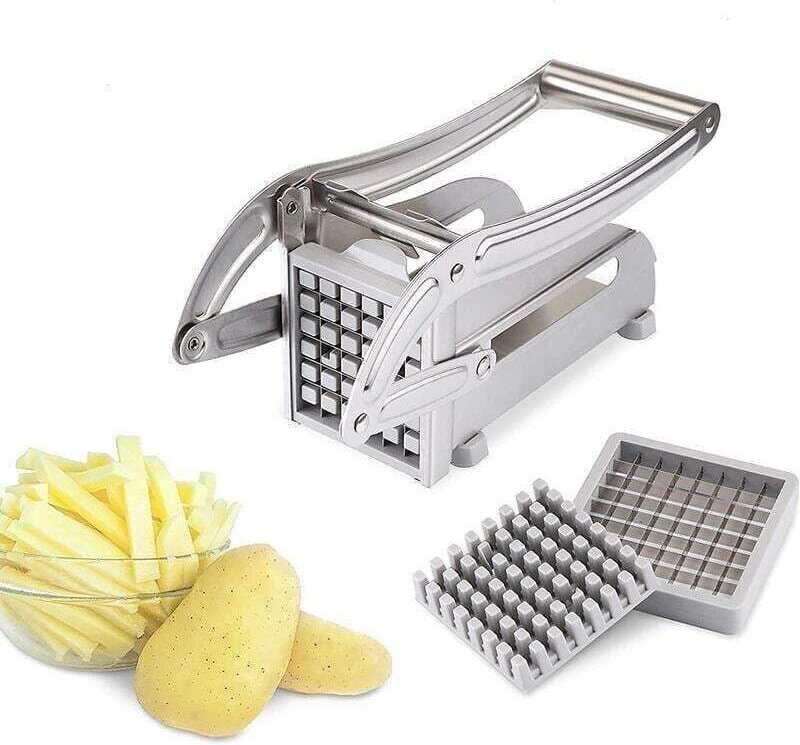Professioneller Pommes-Frites-Schneider aus Edelstahl mit manuell austauschbarer Klinge, Kartoffelschneider für Gemüse, ...