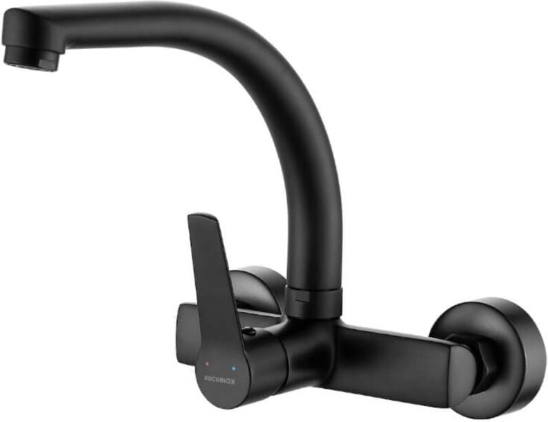 Vilava Wand-Waschtisch-/Spültischarmatur, F-Auslauf, schwarz