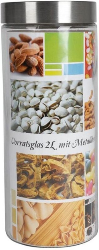 Buri - Vorratsglas 2 Liter mit Metalldeckel Frischhaltedose Vorratsdose Glasbehälter