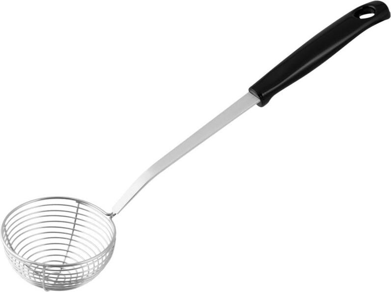Chinesisches Fonduenetz, Fonduekorb, aus Kunststoff und Edelstahl, schwarz, 27 x 7,8 cm