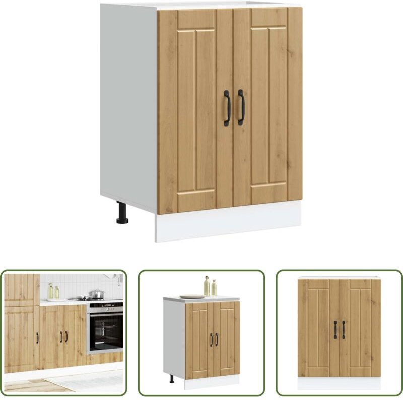 Küchenmöbel - Spülenunterschrank Lucca Artisan-Eiche Holzwerkstoff