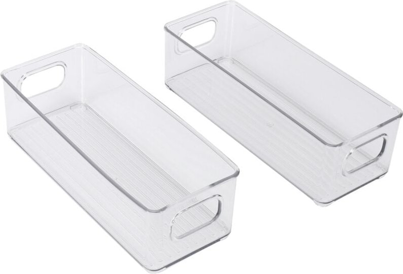 Tlily - Kühlschrank-Organizer-Behälter, durchsichtiges, stapelbares Lebensmittelregal aus Kunststoff mit Griffen für Spe...