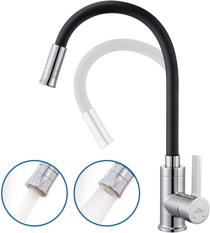 Schwarz Flexible Küchenarmatur mit 2 Strahlarten,Hochdruck Wasserhahn Küche mit 360° schwenkbarem Auslauf,Spültischarmat...