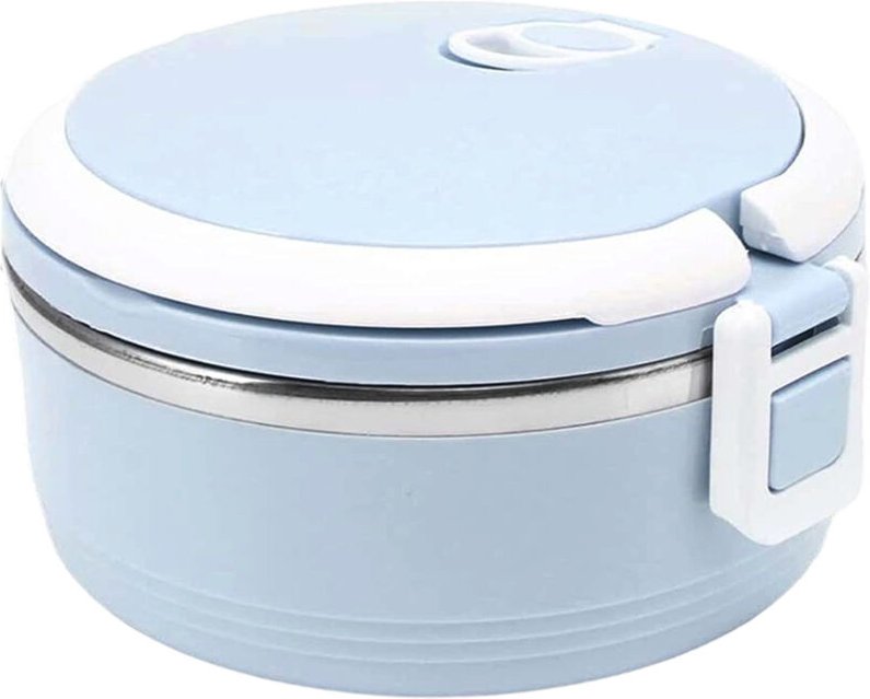 Boîte à lunch isotherme pour adulte, en acier inoxydable, monocouche, portable, avec fermeture de sécurité (bleue)