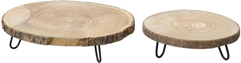 2-teiliges Set mit runden dekorativen Holzplatten. Basics