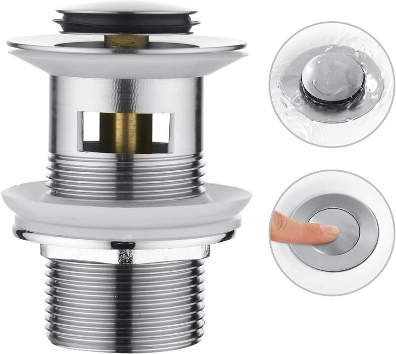 Pop-up-Ventil für Waschbecken, universeller Pop-up-Ablauf mit Überlauf, Klick-Klack-Ventil, Pop-up-Ablaufventil für Wasc...