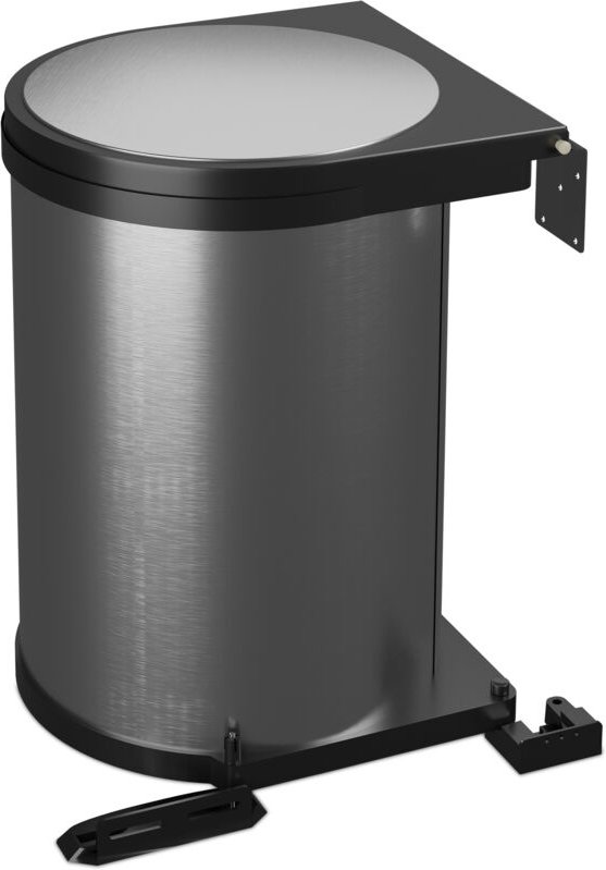 Relaxdays Einbaumülleimer, 12 L, Einbau Unterschrank, Schwenkeimer Küche, HBT: 37x28x28,5 cm, Edelstahl, silber/schwarz