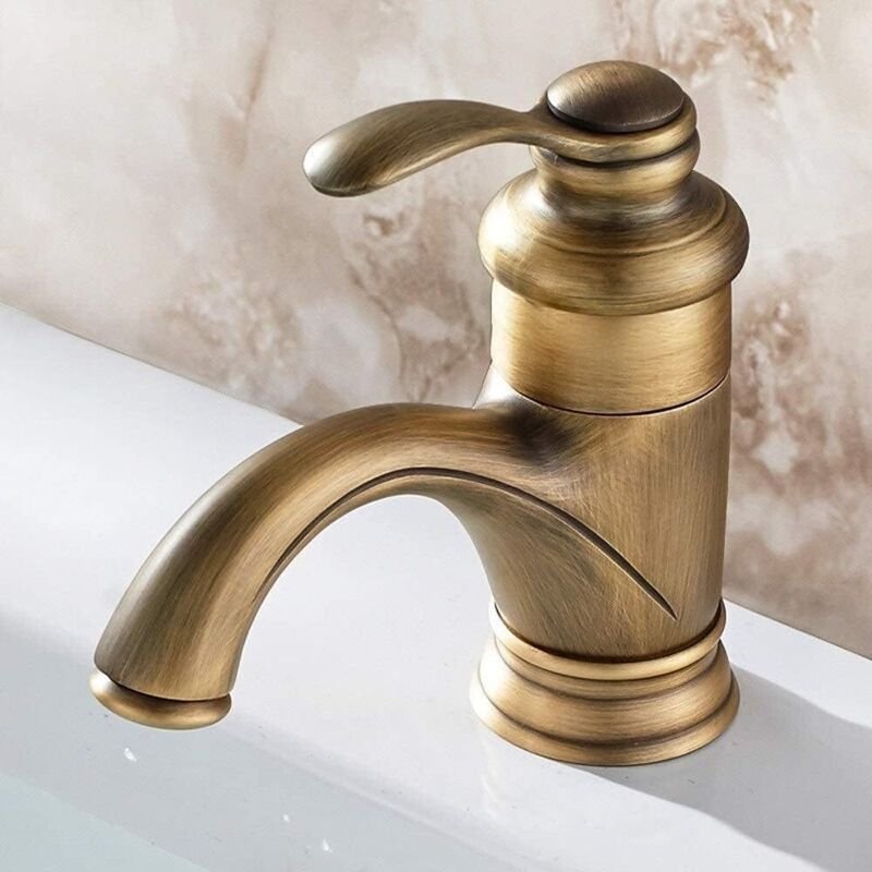 Retro-Einhebel-Badezimmerarmatur, antiker Retro-Badezimmerhahn, Waschtischarmatur in Bronze-Optik, Vintage-Krüge