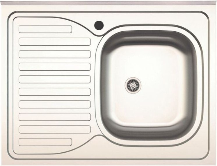 Spülbecken SA30 mit linksseitigem Abtropfbecken 800x600 inox