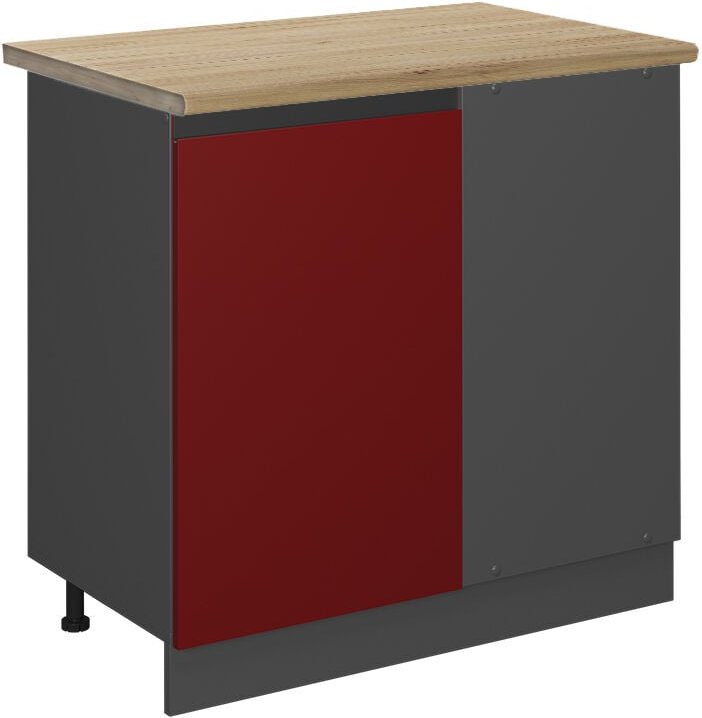 Vicco - Eckunterschrank R-Line, Rot, 86 cm, ap Eiche