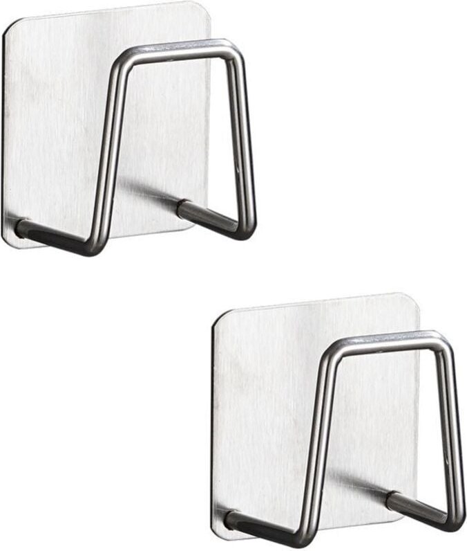 Stück Klebeschwammhalter Ohne Bohren Schwammhalter für Küchenspüle 304 Edelstahl Selbstklebende Wandhaken für Küche - Si...