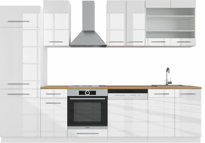 Vicco - Küchenzeile Fame-Line, Weiß, 300 cm ohne Arbeitsplatte