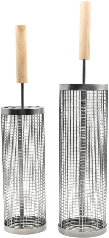 Sjqka - Ineinander stapelbares Grillkorb-Set, Abnehmbarer Griff, Edelstahl 304, Grillzubehör für Gemüse und Garnelen, Ca...