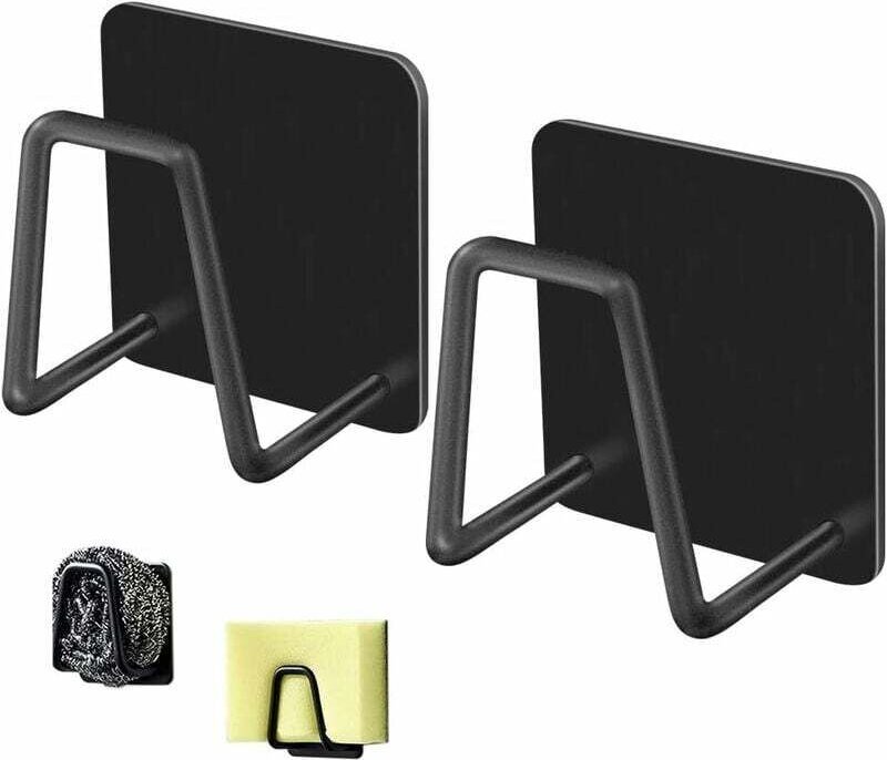 Tigrezy - Schwammhalter für Küchenspülkorb, SUS304 Edelstahl, Spülschwammhalter, selbstklebend, rostbeständig (schwarz)