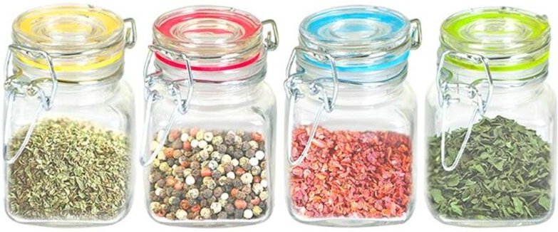 Gewürzgläser 4er-Set Vorratsgläser Drahtbügelgläser Marmeladenglas Einmachgläser