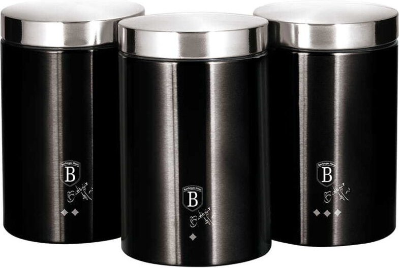 3er Set BERLINGER HAUS Schwarz Silber BH-6296 Küchenbehälter