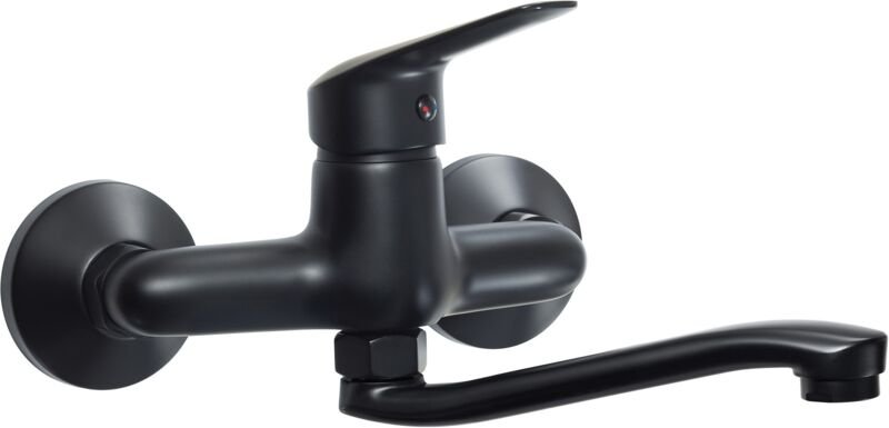 Wand-Spültischmischer in Mattschwarz mit 25 cm Auslauf Deante BORO BMON50M matt-schwarz