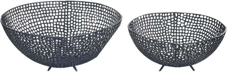 Beliani - Dekoschale 2er Set Schwarz Aluminium Rund Modern Glamourös Wohnaccessoires Wohnzimmer Schlafzimmer Flur Eingan...