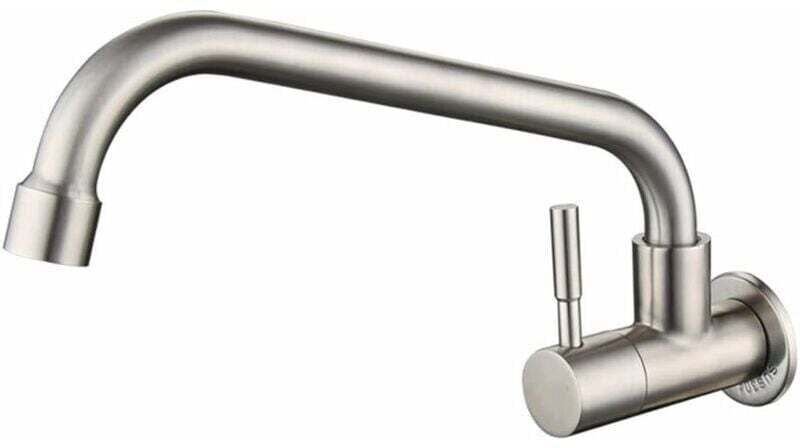 Moderne, wandmontierte Küchenarmatur XU mit schwenkbarem Auslauf aus Edelstahl, hochwertiges, langlebiges und zuverlässi...