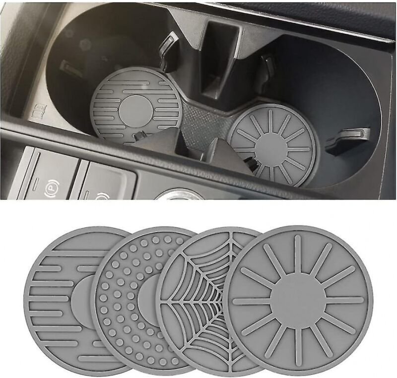 4 Auto-Getränkehalter-Untersetzer, rutschfeste Silikonuntersetzer zum automatischen Einsetzen, universelles Innenraumzub...