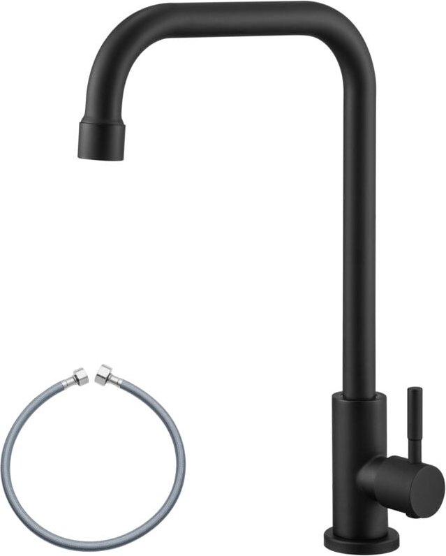 Kalt Küche Wasserhahn, 360° Drehbar Küchenarmatur Spültischarmatur Einhandmischer Mischbatterie, Schwarz