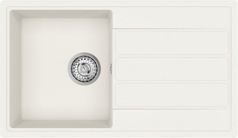 76x44 cm Granitspüle mit umsetzbarem Abtropfbecken, Einbau, weiß (SATSINKGE3W) - Swiss Aqua Technologies