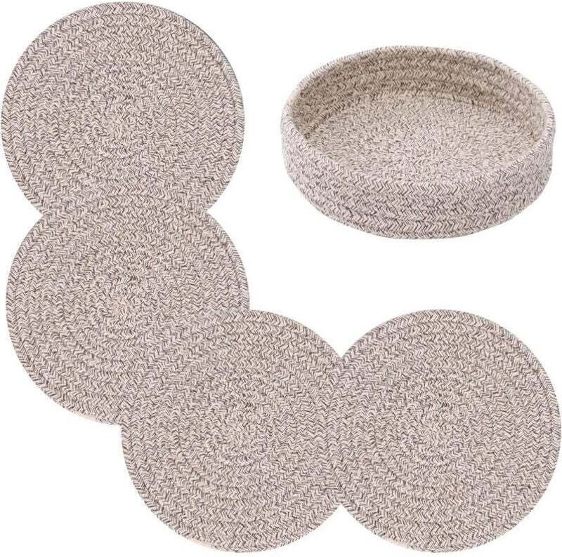 Untersetzer für heiße Gerichte, Untersetzer für heiße Töpfe und Pfannen, 7-Zoll-Topfpads 4 Stück und Aufbewahrungskorb f...
