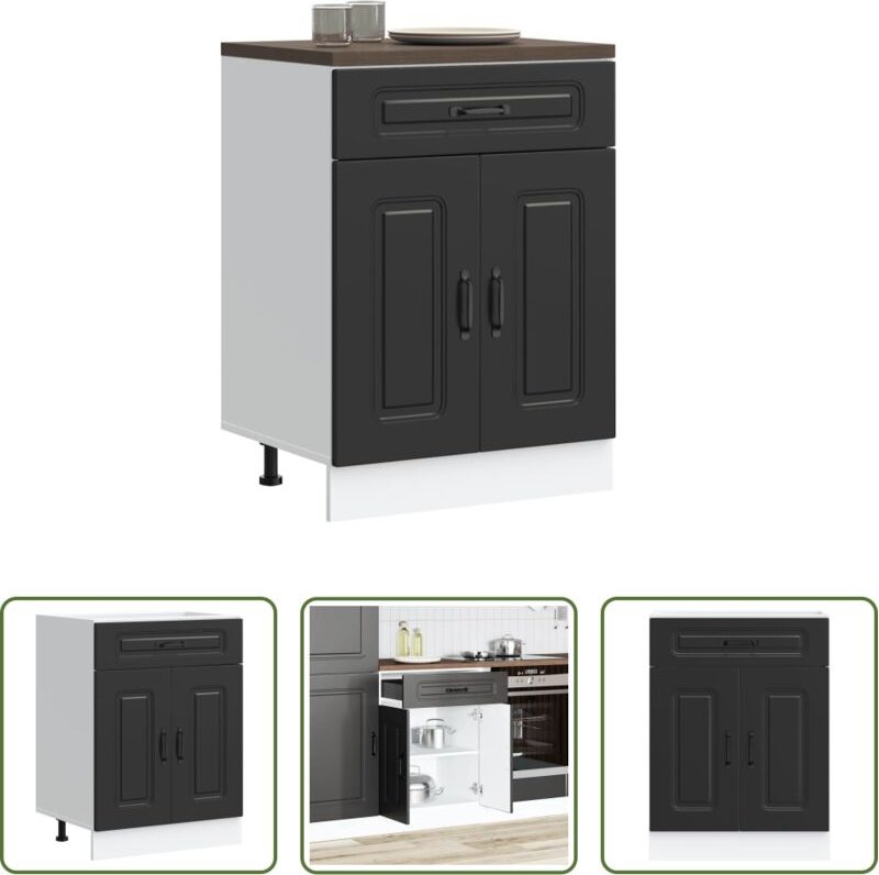 Holzwerkstoff - Küchenunterschrank Kalmar Schwarz Holzwerkstoff