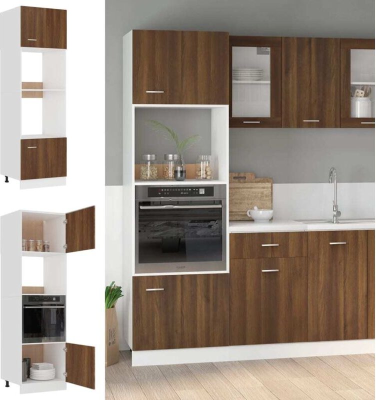 Mikrowellenumbauschrank Braun Eichen-Optik 60x57x207 cm - Vidaxl