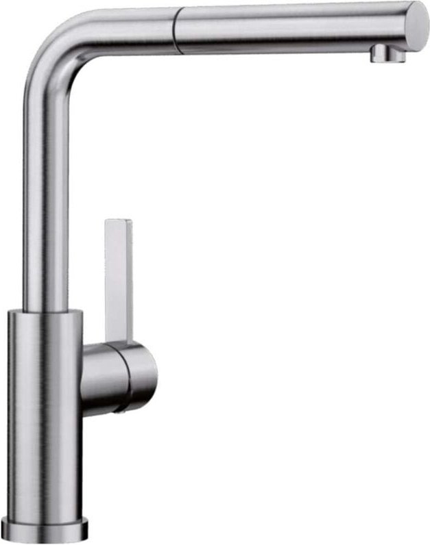 Lanora s-f - Küchenarmatur mit ausziehbarem Endstück, klappbar, für Unterfenstermontage, Edelstahl gebürstet 526180 - Bl...