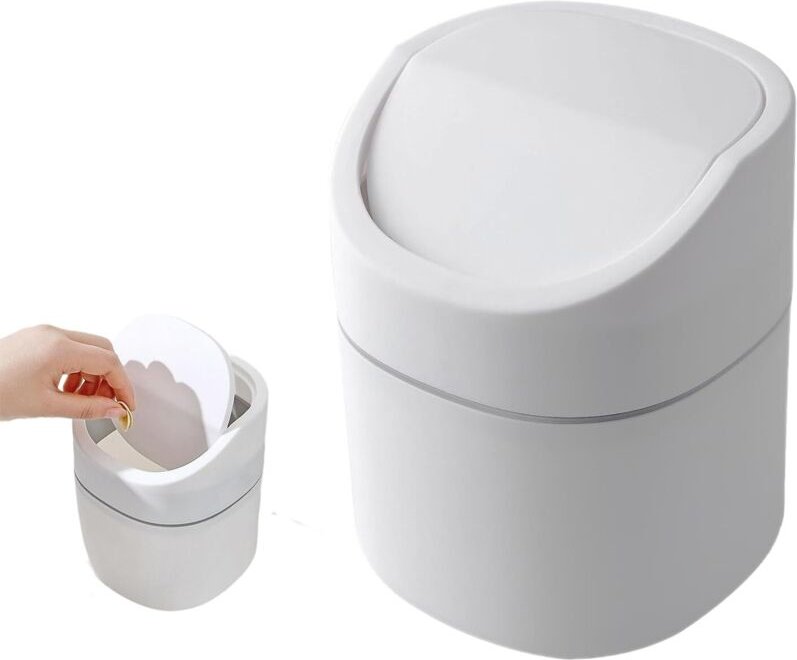 Mini-Mülleimer mit Deckel, Mini-Tischmülleimer mit Deckel, kleiner Plastikmülleimer, kleiner Mülleimer für Büro, Schmink...