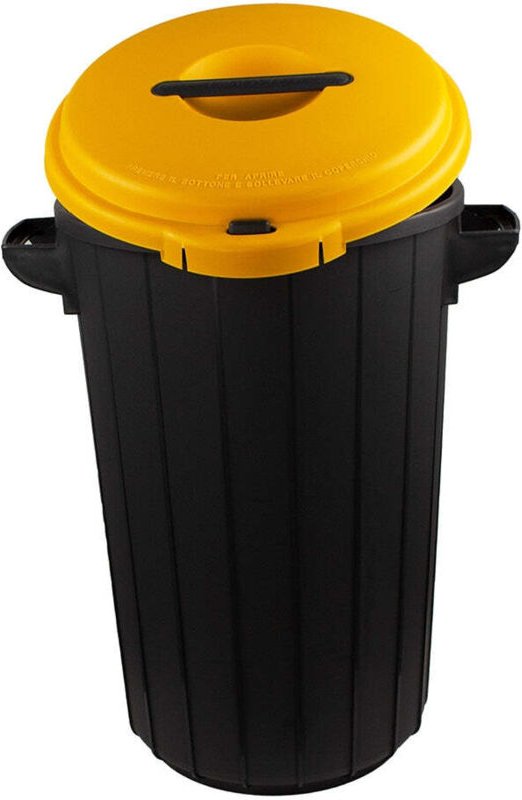 Gelber Abfalleimer mit Deckel, 35 l Fassungsvermögen