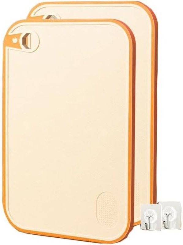 Küchenschneidebretter-Set, 2 Stück + 4 Haken. Dickes, doppelseitiges Schneidebrett in Lebensmittelqualität, ideal zum Sc...