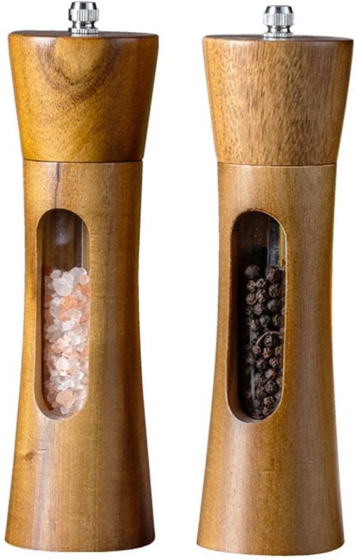 2-teiliges Pfeffermühlen- und Salzmühlen-Set, manuelle Gewürzmühlen mit Sichtfenster, verstellbares Keramik-Gewürzmahlwe...