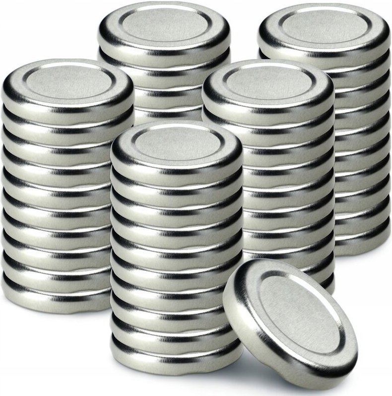 KADAX Schraubdeckel fi43 mm, Twist-Off-Deckel aus Metall, 50 Stück, Silber