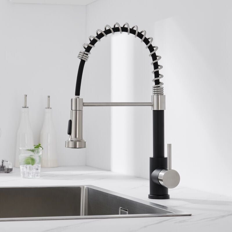 Ausziehbar Wasserhahn Küche Spiralfederarmatur mit 2 Strahlarten, 360° drehbar Küchenarmatur Hochdruck Spültischarmatur ...