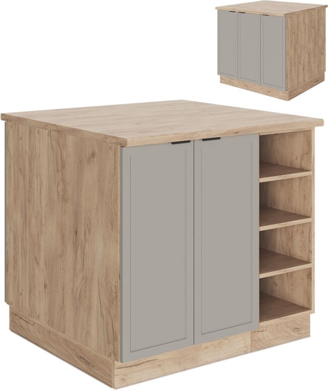 Vicco - Kücheninsel Fame-Line, GrauBeige, 90 cm ohne Arbeitsplatte