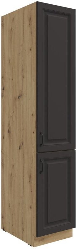 Küchen Vorratshochschrank 40 cm Stilo Grau + Eiche Artisan Küchenzeile Küchenblock Einbauküche Landhaus Küche