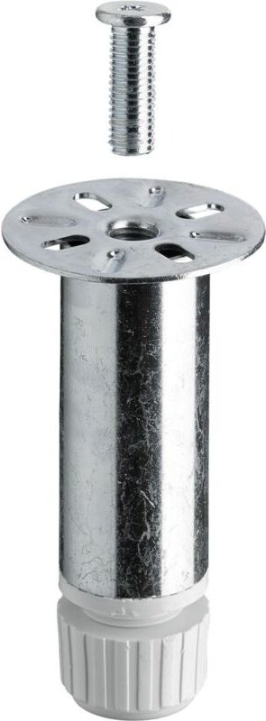 Hettich Sockelverstellfuß 100 mm Ø 30 x 100 - 110 mm, verzinkt/hellgrau Möbelbeschlag