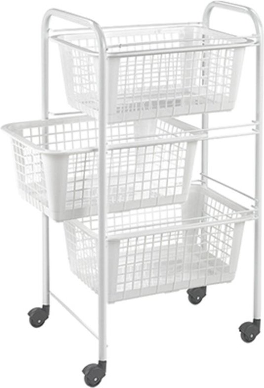 Weißes Gemüseregal mit 3 Schubladen und Rädern 341803008 Metaltex