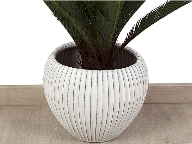 Fijalo - Gestreifter beigefarbener Keramik-Topfdeckel, 40 x 40 x 34 cm