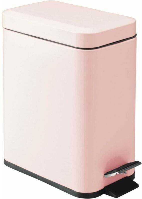 Rechteckiger Metallabfalleimer mit Deckel, kompakter Abfalleimer mit herausnehmbarem Einsatz und Griff für Bad und Küche...