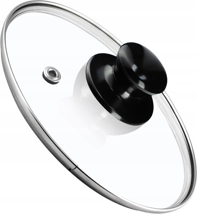 Kadax - Topfdeckel, Universaldeckel aus Glas mit glänzend schwarz griff, 16 cm