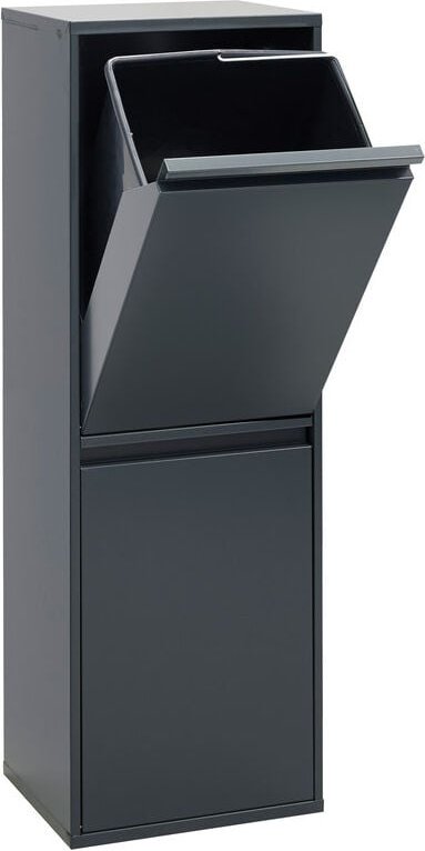 Basic Recycling Abfalleimer / Mülleimer aus Stahl, Mülltrennsystem mit 2 entnehmbaren Inneneimern aus Kunststoff mit Gri...